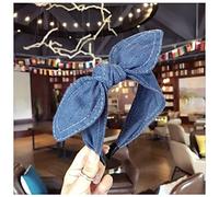 Headband Fashion Hair Accessories Women Denim Bow Headbands Side Ears Knotted Hairband Wild Girl Cute Face Wash Hair Hoop Headwear Headband(Medium color cowboy)