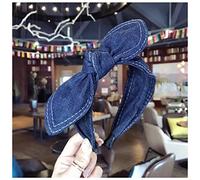 Headband Fashion Hair Accessories Women Denim Bow Headbands Side Ears Knotted Hairband Wild Girl Cute Face Wash Hair Hoop Headwear Headband(Dark cowboy)