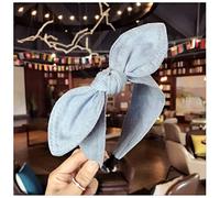 Headband Fashion Hair Accessories Women Denim Bow Headbands Side Ears Knotted Hairband Wild Girl Cute Face Wash Hair Hoop Headwear Headband(Light cowboy)
