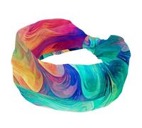 Headband for Girls Women Cross Twist Wide Hairband Abstract Flowing Enigmatic Marble Texture Soft Turban Headband Elastic Yoga Workout Headpiece