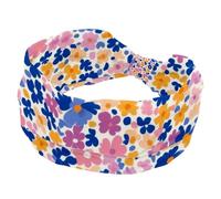 Headband for Girls Women Cross Twist Wide Hairband Little Flower Pattern Soft Turban Headband Elastic Yoga Workout Headpiece