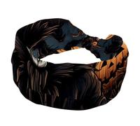 Headband for Girls Women Halloween Scarecrow Cross Twist Wide Hairband Soft Turban Headband Elastic Yoga Workout Headpiece