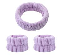 Headband For Washing Face Face Wash Wristband Set Women's Headband Wristbands Absorbent Waterproof Makeup Hair Bands(Violet)
