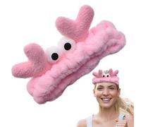 Headband for Washing Face Short Plush Crab Eye Skin Care Headband Wide Beam Cute Accessory, Elastic Stretch Comfortable for Running Yoga Makeup Spa