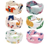 Headband for Women 6 PCS Pink Beautiful Cherry Flower Blossom Soft Stretch Sport Headband Non-Slip Hairband Hair Accessories Twist Knotted Hairwrap