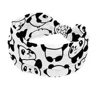 Headband for Women, Chinese Panda Pattern Playing Black White Soft Wide Headbands, Non Slip Workout Hairbands for Yoga Fitness Travel Gym, Hair Accessories