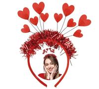 Headband Glitter Heart, Sequins Heart Shape Decor Headband Red Heart, Heart Headband Red, Christmas Headband, Headpiece Children Girls for Valentine's Day, Wedding, Birthday, Festival Party