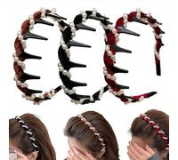 Headband Hair Bands for Women, 3 Pcs Vintage Artificial Pearl Hairband, Versatile Shark Tooth Hair Bands for Gifts Teen Girls