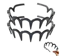 Headband Hair Bands for Women Men, 2025 New U Shape Fashion Tooth Hair Comb Headband, Versatile Wave Headbands Reversible Headbands with Teeth for Women Gifts Teen Girls (Black-2Pcs, One Size)