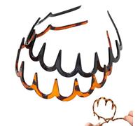 Headband Hair Bands for Women Men, 2025 New U Shape Fashion Tooth Hair Comb Headband, Versatile Wave Headbands Reversible Headbands with Teeth for Women Gifts Teen Girls (Black+Amber, One Size)