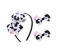 Headband Hair Clip Bows Cow Pattern Sweet Bows Flat Clip Headband Hairpin Bows Elegant Hair Clip For Bunches