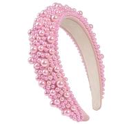 Headband,Hairband,womenheadband,Fabric Flower Hairband,Stylish Sponge Hairband Decoration Comfortable Wide Hairband with Pearls Bead Adornment Adjustable Sponge Headband