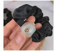 Headband Ladies Temperament Hair Ring Large Intestine Ring French Retro Pearl Tie Hair Rope Rubber Bubble Rubber Band Ponytail Headdress Headband(Music notes)