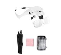 Headband Magnifier Glasses LED Magnifying Loupe Head Mount Magnifier Hands-Free Bracket and Headband are Interchangeable 5 Replaceable Lenses1.0X,1.5X,2.0X,2.5X,3.5X (Upgraded Version) beautiful
