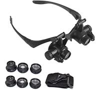 Headband Magnifier, Handheld Digital Magnifier, Magnifying Glass with Light, Hands-Free Headband Distortion-Free Illuminated Magnifying Glasses with 2s, 10X, 15X, 20X, 25X Magnification for Elderly