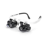 Headband Magnifier, Head-Mounted High-power Mechanical Glasses Microscope Jeweler Watchmaker Accessories Repair Reading Magnifier Loupe LED Light