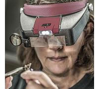 Headband Magnifier Led Light Head Lamp Magnifying Glass Jeweler Loupe with Led Lights 1.5X 3 X 8.5X 10x (Red)