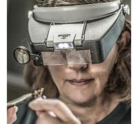 Headband Magnifier Led Light Head Lamp Magnifying Glass Jeweler Loupe with Led Lights 1.5X 3 X 8.5X 10x (Grey)