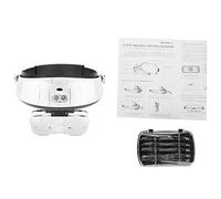 Headband Magnifier Series Deluxe Head-Worn LED Lighted Magnifier Reading Glasses，Magnifying Glass with light with 5 Different Lenses (1X, 1.5X, 2X, 2.5X, 3X)