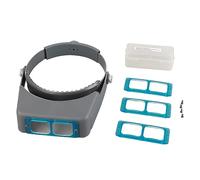 Headband Reading Magnifier with Four Optical Glass Lenses, Adjustable Magnifying Visor for Jewelry Repair, 1.5X 2X 2.5X 3.5X Interchangeable Lenses for Crafting and Close