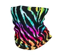 Headband style face mask, Colorful Rainbow Zebra patterned sports headband, suitable for travel, skiing, and cycling.