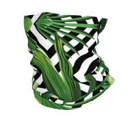 Headband style face mask, Green Leaves of Palm Tree Tropical Plant patterned sports headband, suitable for travel, skiing, and cycling.