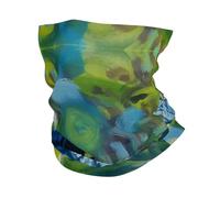 Headband style face mask, Hand painted blue dragonfly patterned sports headband, suitable for travel, skiing, and cycling.