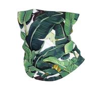 Headband style face mask, Tropical Banana Palm Leaves patterned sports headband, suitable for travel, skiing, and cycling.
