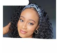 Headband Wig Human Hair Kinky Curly Glueless Human Hair Wigs For Women 180% Density-14inches-180 water wave