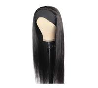 Headband Wig Human Hair Straight Glueless Wigs Natural Black 180 Density Adds Volume(26inch)
