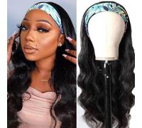 Headband Wig Wavy Human Hair Wig 22 Inch No Lace Front Wig Machine Made Unprocessed Headband Human Hair Wigs for Black Women Wavy Human Hair Natural