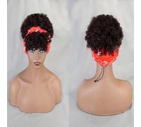 Headband Wig with Bangs, Short Human Hair Scarf Stylwge Curly Wig for Black Women Natural Hair Wig(NC)