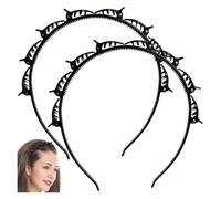 Headband with Clips, 90s Butterfly Hair Clips Headband with Teeth for Women, Braided Weave Bangs Non-Slip Clip Headbands Hair Accessories for Styling Decoration (Red 2PC)
