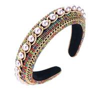 Headbands, BKSYOFU Baroque Full of Diamonds and Pearls Prom Walk Hair Jewelry Wide Edge Hair Band