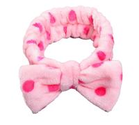 Headbands Bow Knot Elastic Wide Flannel Stripe Knotted Wrap Hair Accessories Hairband for Face Wash Gym Pink rose red dot