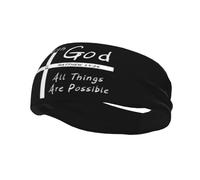 Headbands Christian Faith Jesus-with God All Things are Possible Sweatband for Women Men-Yoga Sweat Band Elastic Wide Hair Bands for Sports Fitness