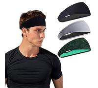 Headbands for Men and Women 3-Pack, Mens Sweatband & Sports Headband Moisture Wicking Workout Sweatbands for Running, Cross Training, Yoga