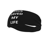 Headbands For Men Women Jesus Saved My Life Unisex Hairband Summer Workout Headbands For Women Moisture Wicking Sweat Bike Headband, For Workout, Athletic, 54-60cm