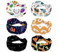 Headbands for Women 6 Pack, Colorful Forest Animals Words Elastic Criss Hairband, Yoga Workout Headband, Soft Hairwrap, Fashion Turban Head Band