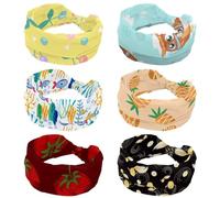 Headbands for Women 6 Pack, Cute Little Owl Pattern Elastic Criss Hairband, Yoga Workout Headband, Soft Hairwrap, Fashion Turban Head Band