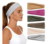 Headbands for Women 6 Pack - Wide Floral Boho Head Bands, Running Workout Washing Face Thin Hairbands，Elastic Non Slip Comfortable Thick Sweatband, Fashion Sport Makeup Spa Hair Accessorie