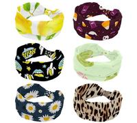 Headbands for Women 6 Pieces, Cute Halloween Coffin Ghost Pattern Wide Elastic Hairband, Non-Slip Headband, Sweatband Yoga Head Band for Workout, Sport, Gym, Running, Fitness