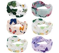 Headbands for Women, 6 Pieces Elastic Hairbands, Pink Beautiful Cherry Flower Blossom Twisted Cross Head bands, Soft Non-Slip Hair Wrap for Workout Yoga, Fashion Hair Accessories