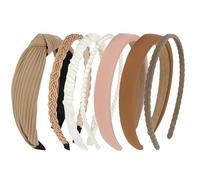 Headbands for Women, 7Pcs Brown Headband Set Cute Pearl Headband Padded Headbands, Wide Head Bands Hair Accesories for Women Girls