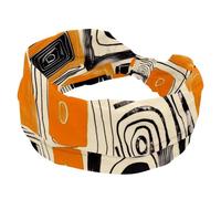 Headbands for Women Abstract Yellow Black Square Pattern Sport Stretchy Turban Headband Soft Twist Knotted Hairwrap Hairband for Yoga Workout Daily