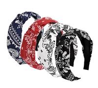 Headbands for Women Alice Bands Adult Women Boho Beauty Wide Top Knot Turban Fabric Hairband No Slip Headwear Elastic Hair Hoops Fashion Hair Accessories for Women and Girls 4Pcs