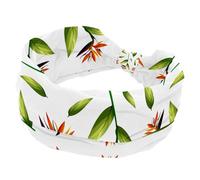 Headbands for Women, Bird of Green Paradise Wide Headband, Twist Knotted Yoga Workout Hairband, Soft Elastic Headwrap, Fashion Hair Accessories