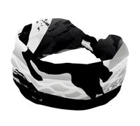 Headbands for Women, Black White Horse and Rider Night Moon Fashion Wide Headband, Cross Elastic Head Wrap, Sweat Sport Workout Turban Headband