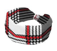 Headbands for Women, Black White Scottish Plaid Fashion Wide Headband, Cross Elastic Head Wrap, Sweat Sport Workout Turban Headband