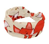 Headbands for Women, Cute Foxes Pattern Yoga Workout Headband, Elastic Criss Hairband, Soft Hairwrap, Fashion Turban Head Band